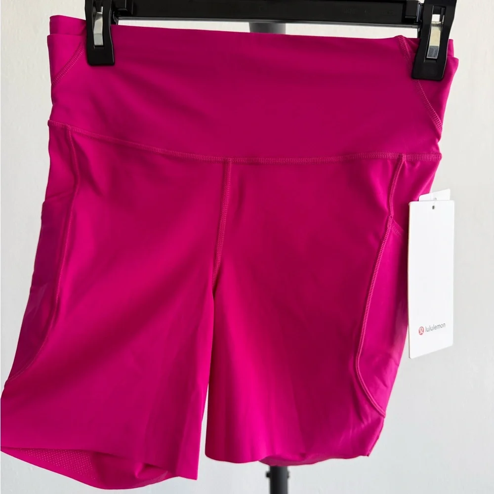 Lululemon Fast and Free High-Rise Short 6” Pockets Size 8 Pink NWT LW7CPPS